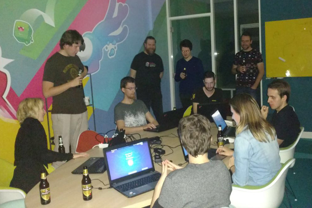 At a game-developer mixer in Amsterdam